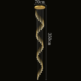 Barista - Round Spiral Gold Teardrop Multi Head Hanging Ceiling Chandelier