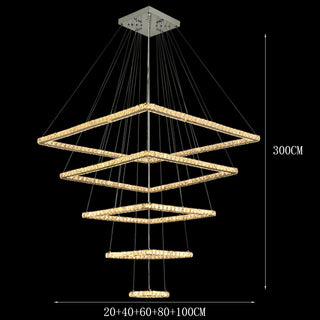 Elio - Modern Square Tiered Gold Hanging Chandelier