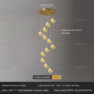 Sylvester - Crystal Square Box Gold Ceiling Chandelier