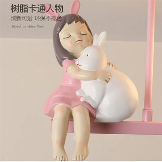Sharell - Children's Cartoon Pink Sitting Girl Ceiling Light