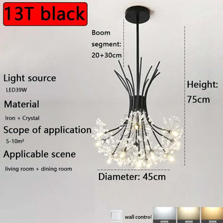 Alvi - Hanging Curved Arm Crystal Tree Ceiling Chandelier