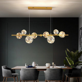 Babuna - Modern Multi Head Ball Hanging Line Chandelier
