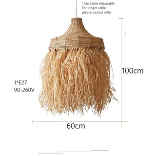 Joselin - Natural Grass Wicker Handmade Round Pendant Ceiling Light