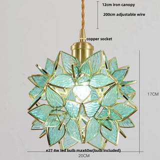 Madrid II - Tiffany Glass Nordic Flower Copper Hanging Pendant Light Fixture