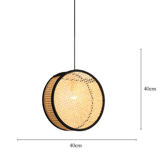 Montana - Bamboo Core Oriental Style Rattan Hanging Decorative Lighting Fixtures