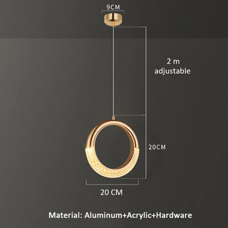 Sundus - Modern Round Tube Patterned Glass Hanging Ceiling Light