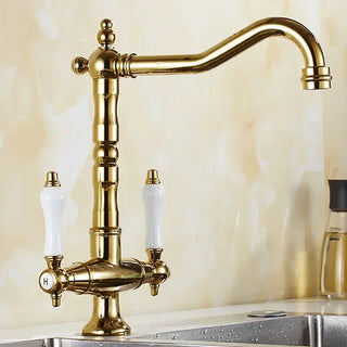 Kain - Dual Handle Antique Brass Kitchen Tap