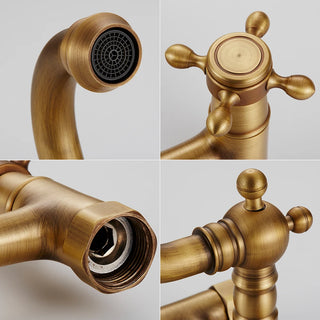 Magaly - Antique Brass Dual Handle Rotatable Mixer Kitchen Tap
