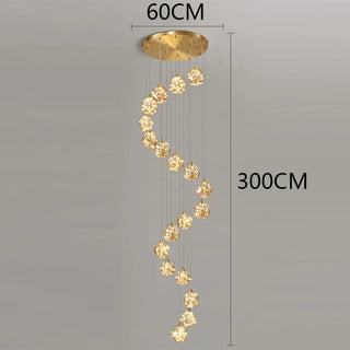 Ayra - Modern Gold Glass Hanging Round Cluster Chandelier