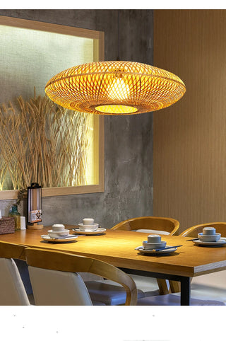 Tucson - Handmade Rattan Woven Bamboo Oval Hanging Pendant Ceiling Light