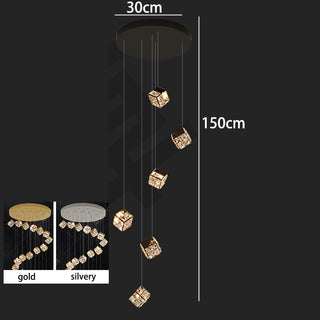 Abby - Crystal Square Box Gold Ceiling Chandelier