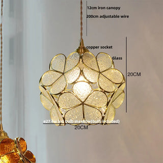 Madrid II - Tiffany Glass Nordic Flower Copper Hanging Pendant Light Fixture