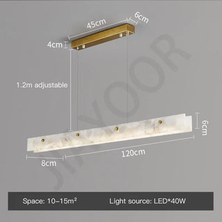 Ricky - White Marble LED Strip Ceiling Chandelier