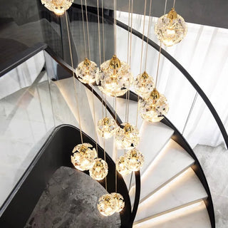 Penny - Hanging Crystal Gold Flower Ceiling Chandelier