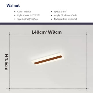 Gabiley - Wooden LED Modern Rectangular Ceiling Light Bar