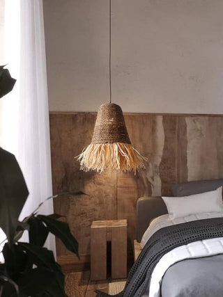 Anaelle - Bamboo and Raffia Round Wicker Ceiling Light