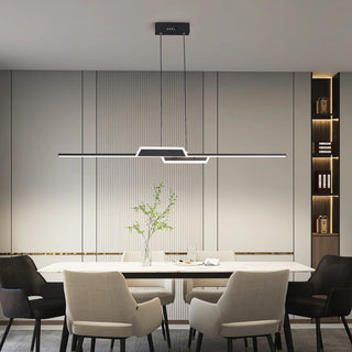 Hinata - Modern Long Bar LED Hanging Ceiling Light Black Chandelier