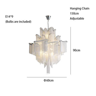 Maya - Modern Round Tiered Tassel Chain Ceiling Light Chandelier