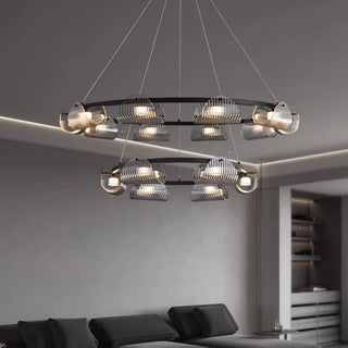 Rilee - Modern Grey Patterned Glass Ceiling Chandelier