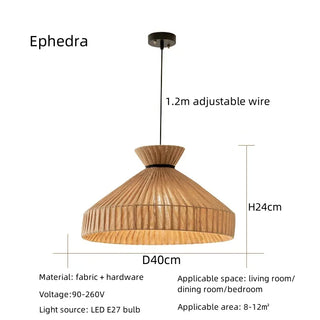 Lowell - Woven Rattan Round Fabric Shade Ceiling Light