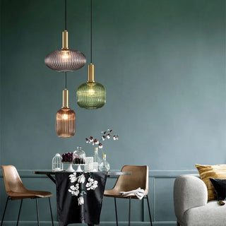 Kiara - Green Patterned Glass Hanging Pendant Ceiling Light