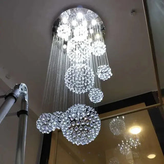 Opal - Spiral Round Crystal Ball Hanging Chandelier
