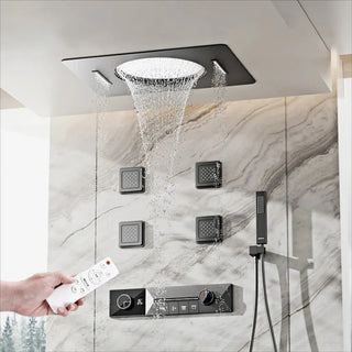 Hesperos  - Brass LED Digital Shower System with Ceiling Mount and Dual Hot & Cold Controls