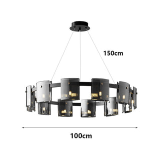 Francois- Hanging Multi Head Tinted Curved Glass Ceiling Light Chandelier
