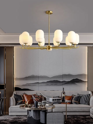Buds - White Jade Glass Pipe Erected Round Ceiling Light