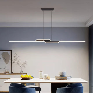 Hinata - Modern Long Bar LED Hanging Ceiling Light Black Chandelier