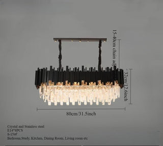 Armena - Modern Black Glass Hanging Ceiling Chandelier