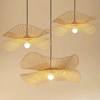 Fresno - Natural Abstract Handwoven Bamboo Hanging Pendant Ceiling Light