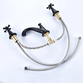 Reatha - Retro Modern Black Brass Dual Handle Mixer Basin Tap