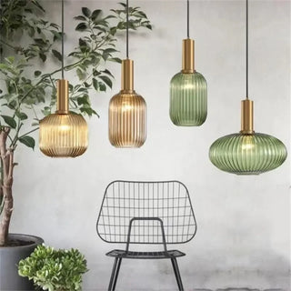 Kiara - Green Patterned Glass Hanging Pendant Ceiling Light