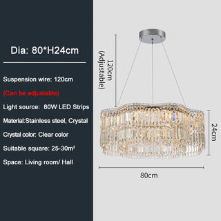 Luxe - Crystal Wave Design Adjustable LED Ceiling Chandelier