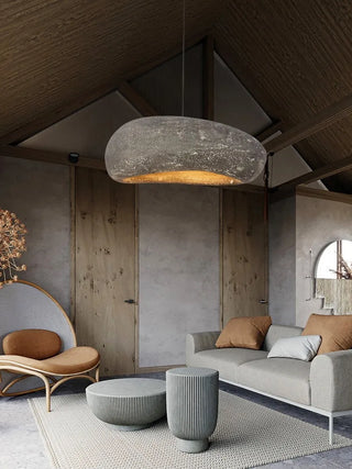 Klos - Wabi-Sabi Round Rock Style Hanging Pendant Ceiling Light