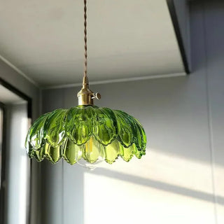 Flen- Vintage Coloured Glass Flower Hanging Pendant Ceiling Light