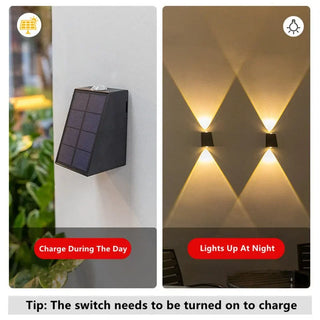 Angeline - Outdoor LED Black Solar Wall Light Waterproof Up/Down