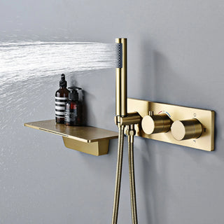 Calantha - Ceiling Mounted Brass Shower Set with Waterfall Head