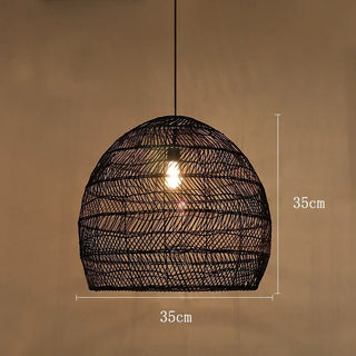 Doha - Natural Bamboo Striped Layered Hanging Pendant Ceiling Light