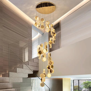Thiago - Round Crystal Gold Hanging Ceiling Chandelier