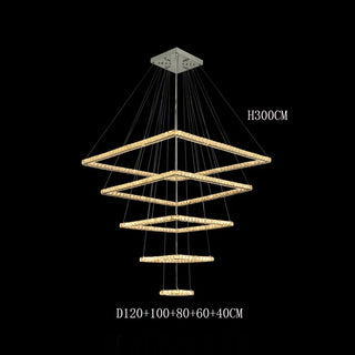 Elio - Modern Square Tiered Gold Hanging Chandelier