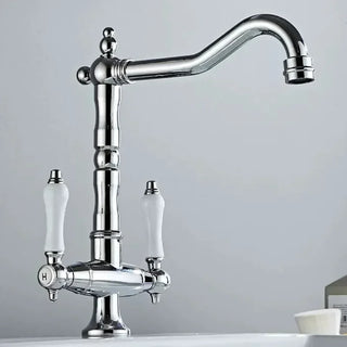 Kain - Dual Handle Antique Brass Kitchen Tap