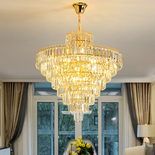 Matteo - Crystal Shaped Glass Multi-Tier Round Ceiling Light Chandelier
