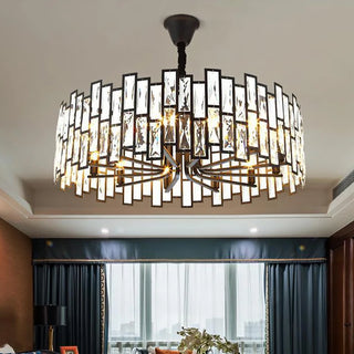 Girllington - Black Round Tiered Glass Ceiling Chandelier