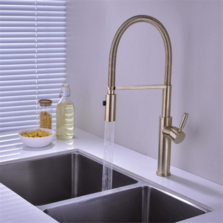 Eufemia - Brushed Gold Pull Out Hot & Cold Single Handle Mixer Kitchen Tap