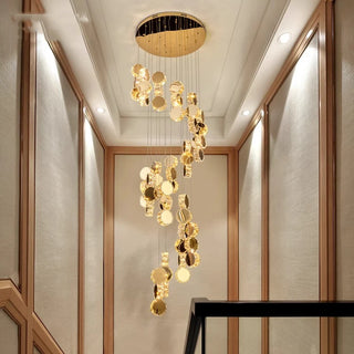 Thiago - Round Crystal Gold Hanging Ceiling Chandelier