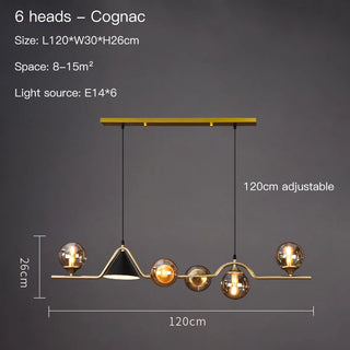 Ryland - Modern Long Bar Multi Head Black Hanging Ceiling Light Chandelier
