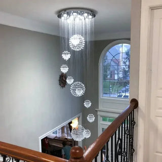 Opal - Spiral Round Crystal Ball Hanging Chandelier
