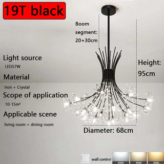 Alvi - Hanging Curved Arm Crystal Tree Ceiling Chandelier